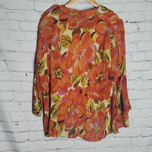 Vintage Avenue Orange Tank Blouse and Button Down Top - Picture 2 of 7